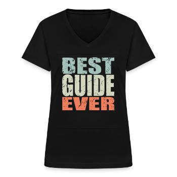 Meilleur guide jamais Guide Cadeau - T-shirt col V Femme - noir - Devant - Lela (165cm)