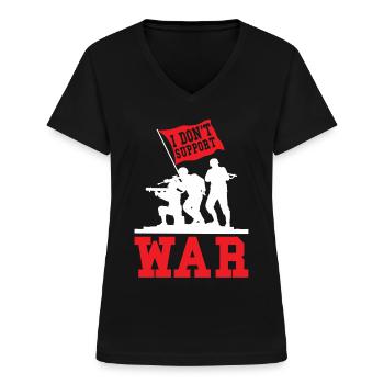 Pacifist Peace Anti-War Saying - Women's V-neck T-shirt - black - Front - Lela (165cm)