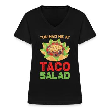 Salade de tacos - T-shirt col V Femme - noir - Devant - Lela (165cm)