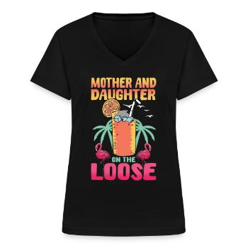 Mother daughter mother daughter trip 2024 - Women's V-neck T-shirt - black - Front - Lela (165cm)