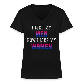 Funny Bi Colors Bisexual Pride Saying - Women's V-neck T-shirt - black - Front - Lela (165cm)