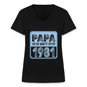 Jahr 1981 - Frauen-T-Shirt mit V-Ausschnitt - Schwarz - Vorne - Lela (165cm)