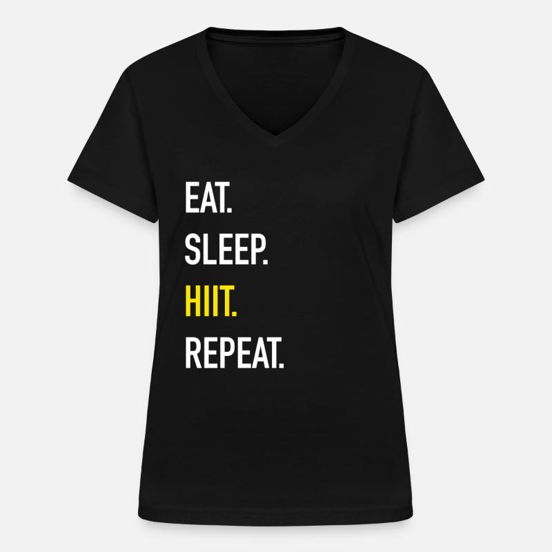 HIIT High-Intensive-Interval-Training Workout - Frauen-T-Shirt mit V-Ausschnitt - Schwarz