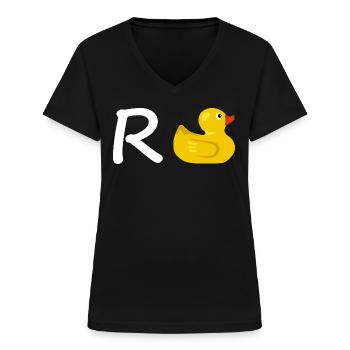 Rente Ente Ruhestand Mitarbeiter Geschenk Abschied - Frauen-T-Shirt mit V-Ausschnitt - Schwarz - Vorne - Lela (165cm)