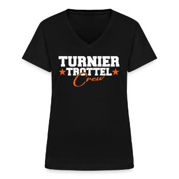Turniertrottel - Reitturnier - Pferd & Reiterin - Frauen-T-Shirt mit V-Ausschnitt - Schwarz - Vorne - Lela (165cm)