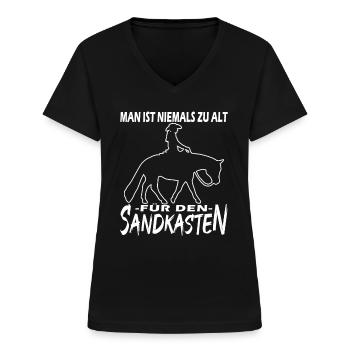 Westernreiten - Westernpferd & Westernreiter - Frauen-T-Shirt mit V-Ausschnitt - Schwarz - Vorne - Lela (165cm)