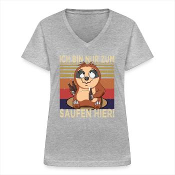 Biertrinker - Saufen - Männerabend - Frauen-T-Shirt mit V-Ausschnitt - Grau meliert - Vorne - Lela (165cm)