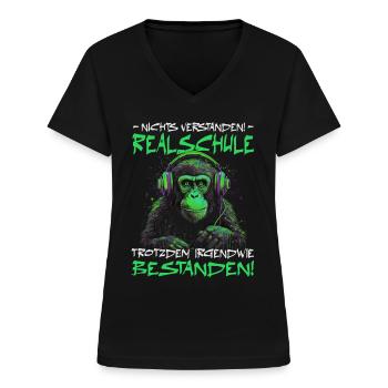 Realschule bestanden - Schulabschluss - Frauen-T-Shirt mit V-Ausschnitt - Schwarz - Vorne - Lela (165cm)