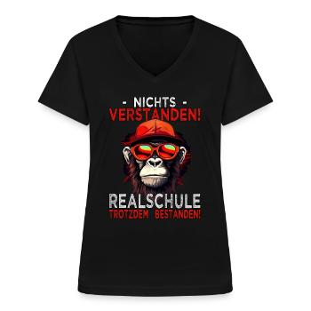 Realschule bestanden - Schulabschluss - Frauen-T-Shirt mit V-Ausschnitt - Schwarz - Vorne - Lela (165cm)