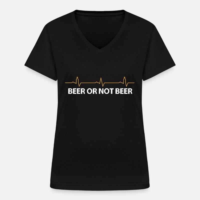 Bier oder kein Bier - Frauen-T-Shirt mit V-Ausschnitt - Schwarz
