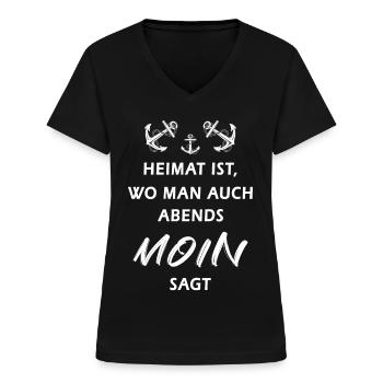 Heimat Moin cooler Spruch Anker Geschenkidee - Frauen-T-Shirt mit V-Ausschnitt - Schwarz - Vorne - Lela (165cm)