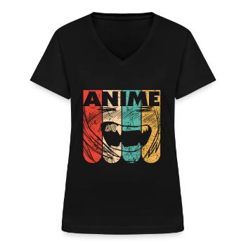Anime Manga Kawaii to the Japanese Anime Manga - Women's V-neck T-shirt - black - Front - Lela (165cm)