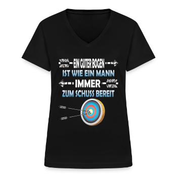 Bogenschießen Bogenschiessen Pfeil und Bogen Jäger - Frauen-T-Shirt mit V-Ausschnitt - Schwarz - Vorne - Lela (165cm)