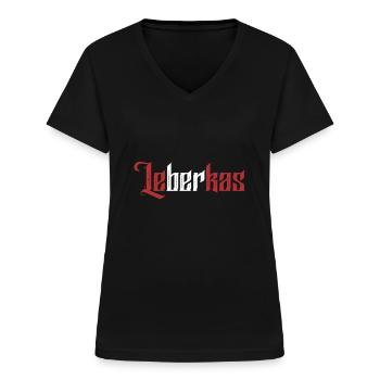 Leberkas - Frauen-T-Shirt mit V-Ausschnitt - Schwarz - Vorne - Lela (165cm)