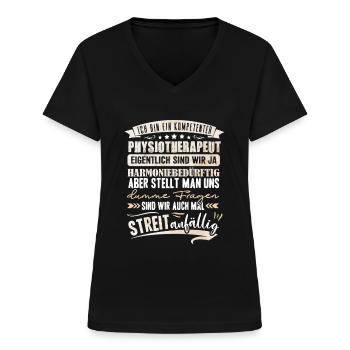 Kompetenter Physiotherapeut Physiotherapie - Frauen-T-Shirt mit V-Ausschnitt - Schwarz - Vorne - Lela (165cm)