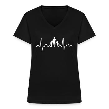 Vater mit zwei Söhnen Papa und Sohn Geschenk Papa - Frauen-T-Shirt mit V-Ausschnitt - Schwarz - Vorne - Lela (165cm)