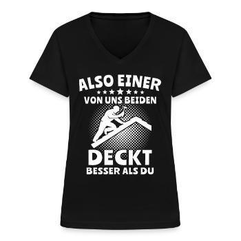 Dachdecker - Frauen-T-Shirt mit V-Ausschnitt - Schwarz - Vorne - Lela (165cm)