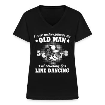 Line Dance Man Line Dancing Men - Women's V-neck T-shirt - black - Front - Lela (165cm)