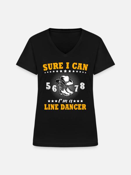 Line Dance Line Dancing - Frauen-T-Shirt mit V-Ausschnitt - Schwarz