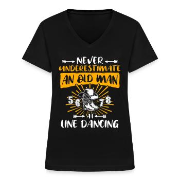 Sous-estimer Line Dance Man - T-shirt col V Femme - noir - Devant - Lela (165cm)