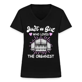 Orgelspieler Orgel Organisten - Frauen-T-Shirt mit V-Ausschnitt - Schwarz - Vorne - Lela (165cm)