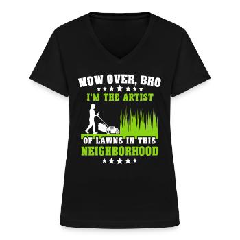 Rasen Mähen Rasenmäher - Frauen-T-Shirt mit V-Ausschnitt - Schwarz - Vorne - Lela (165cm)