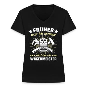 Wagenmeister Zugtechniker - Frauen-T-Shirt mit V-Ausschnitt - Schwarz - Vorne - Lela (165cm)