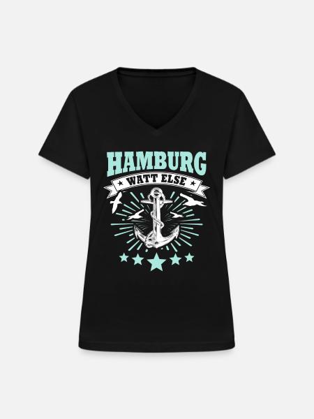Hamburg Hamburger - Frauen-T-Shirt mit V-Ausschnitt - Schwarz