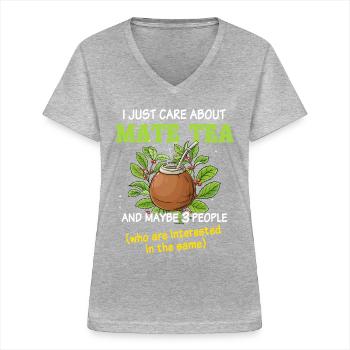 Yerba mate - Women's V-neck T-shirt - sports grey - Front - Lela (165cm)
