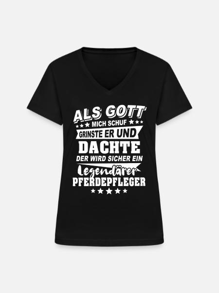 Pferdepfleger - Frauen-T-Shirt mit V-Ausschnitt - Schwarz
