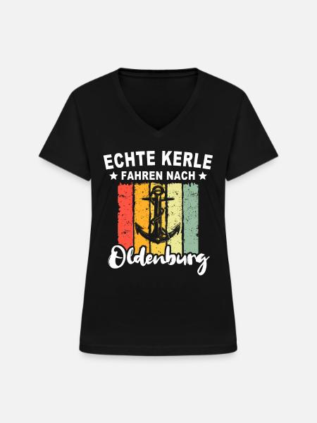 Oldenburg - Frauen-T-Shirt mit V-Ausschnitt - Schwarz