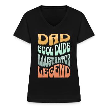 Papa Illustrator - Women's V-neck T-shirt - black - Front - Lela (165cm)