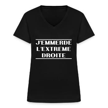 Scheiß auf die extreme Rechte - Frauen-T-Shirt mit V-Ausschnitt - Schwarz - Vorne - Lela (165cm)