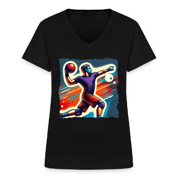 Ballon chasseur - T-shirt col V Femme - noir - Devant - Lela (165cm)