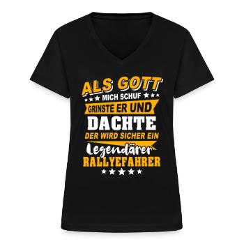 Pilote de rallye - T-shirt col V Femme - noir - Devant - Lela (165cm)