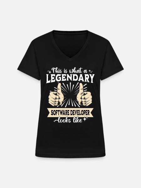 Legendärer Software Entwickler - Frauen-T-Shirt mit V-Ausschnitt - Schwarz