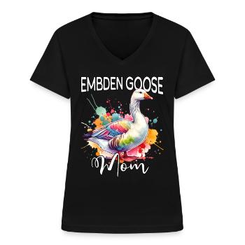Emdengans Mama - Frauen-T-Shirt mit V-Ausschnitt - Schwarz - Vorne - Lela (165cm)