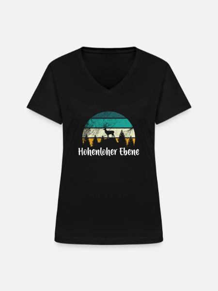 Hohenloher Ebene - Frauen-T-Shirt mit V-Ausschnitt - Schwarz