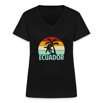 Ecuador - Women's V-neck T-shirt - black - Front - Lela (165cm)