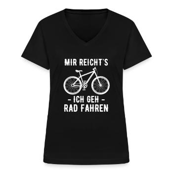 Lustiger Fahrrad Mountainbike Spruch - Frauen-T-Shirt mit V-Ausschnitt - Schwarz - Vorne - Lela (165cm)