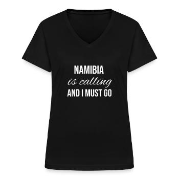Namibia - Frauen-T-Shirt mit V-Ausschnitt - Schwarz - Vorne - Lela (165cm)