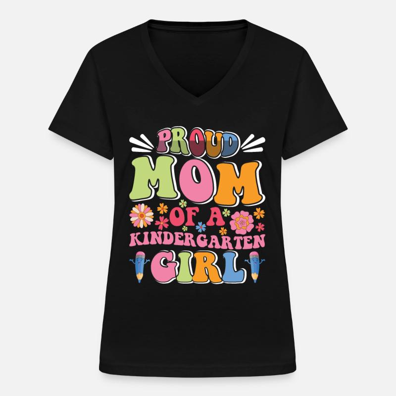 Stolze Mutter eines Kindergartenmädchens! Tochter - Frauen-T-Shirt mit V-Ausschnitt - Schwarz