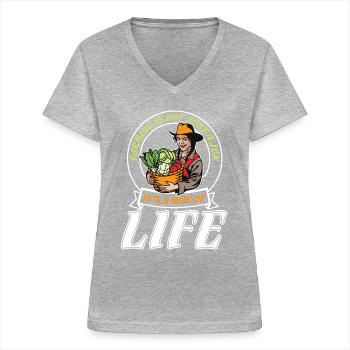 Farmer cows farmer yard gift - Women's V-neck T-shirt - sports grey - Front - Lela (165cm)