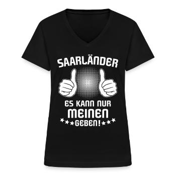 Saarländer Saarländerin Geschenk Saarland - Frauen-T-Shirt mit V-Ausschnitt - Schwarz - Vorne - Lela (165cm)