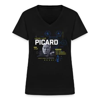 Star Trek Picard Jean-Luc Picard - Frauen-T-Shirt mit V-Ausschnitt - Schwarz - Vorne - Lela (165cm)
