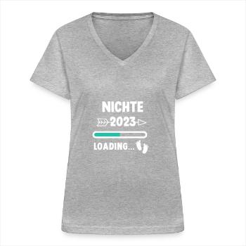 I will be niece 2023 / Expectant aunt 2023 - Women's V-neck T-shirt - sports grey - Front - Lela (165cm)