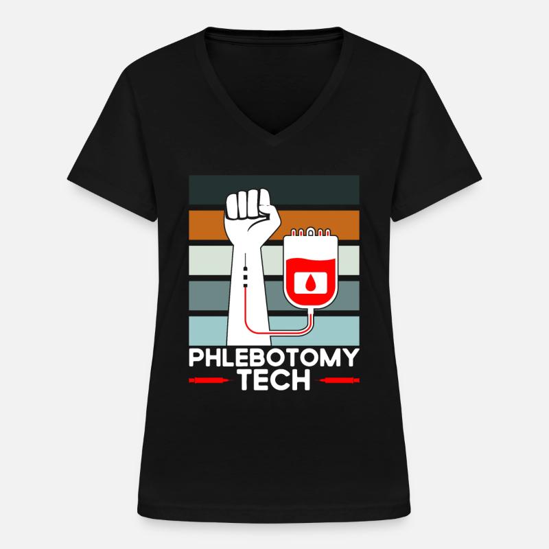 Phlebotomie Blutabnahme Phlebotomist Tech Geschenk - Frauen-T-Shirt mit V-Ausschnitt - Schwarz