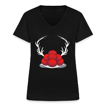Bollenhut Schwarzwald Schwarzwaldmädel - Frauen-T-Shirt mit V-Ausschnitt - Schwarz - Vorne - Lela (165cm)