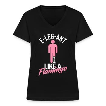 Beinprothese Lustig Bein Amputation - Frauen-T-Shirt mit V-Ausschnitt - Schwarz - Vorne - Lela (165cm)
