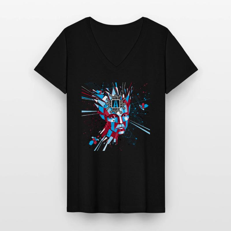 AI Artificial Intelligence Robot AI Robotics Frauen-T-Shirt mit V-Ausschnitt